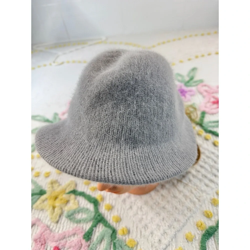 Angora‎ Blend Beanie Hat Grey Soft Warm Cozy Winter One Size
